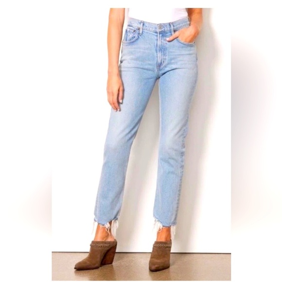 Agolde Merrel Mid Rise Straight Leg Denim Jeans Women's Sz 29 Cotton Light Wash - Picture 1 of 16